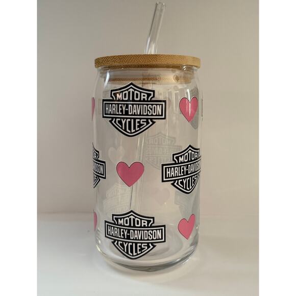 Harley Davidson Glass Beer Cup - Vinyl wrapped - Picture 2 of 2